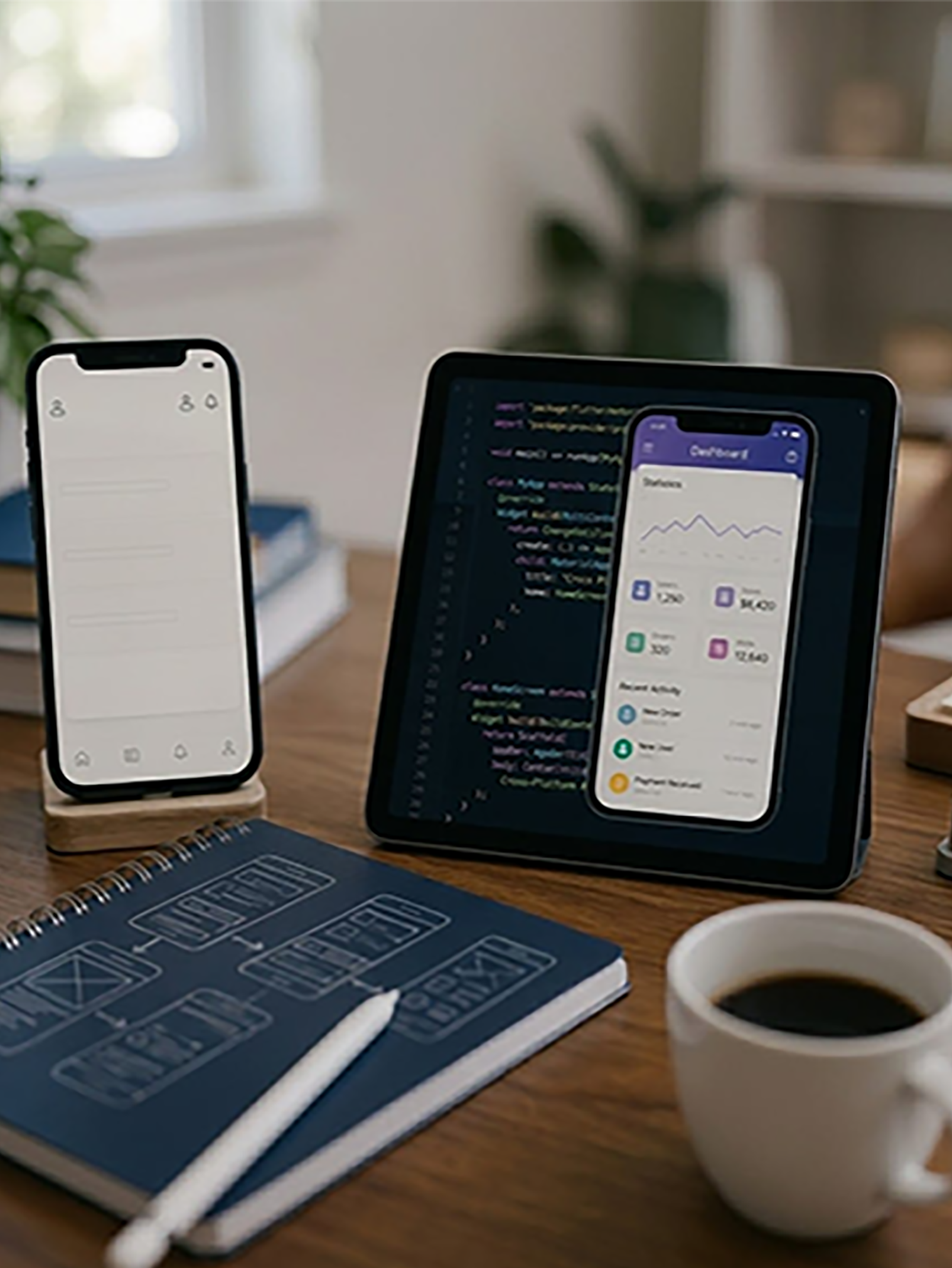 Developer coding mobile application